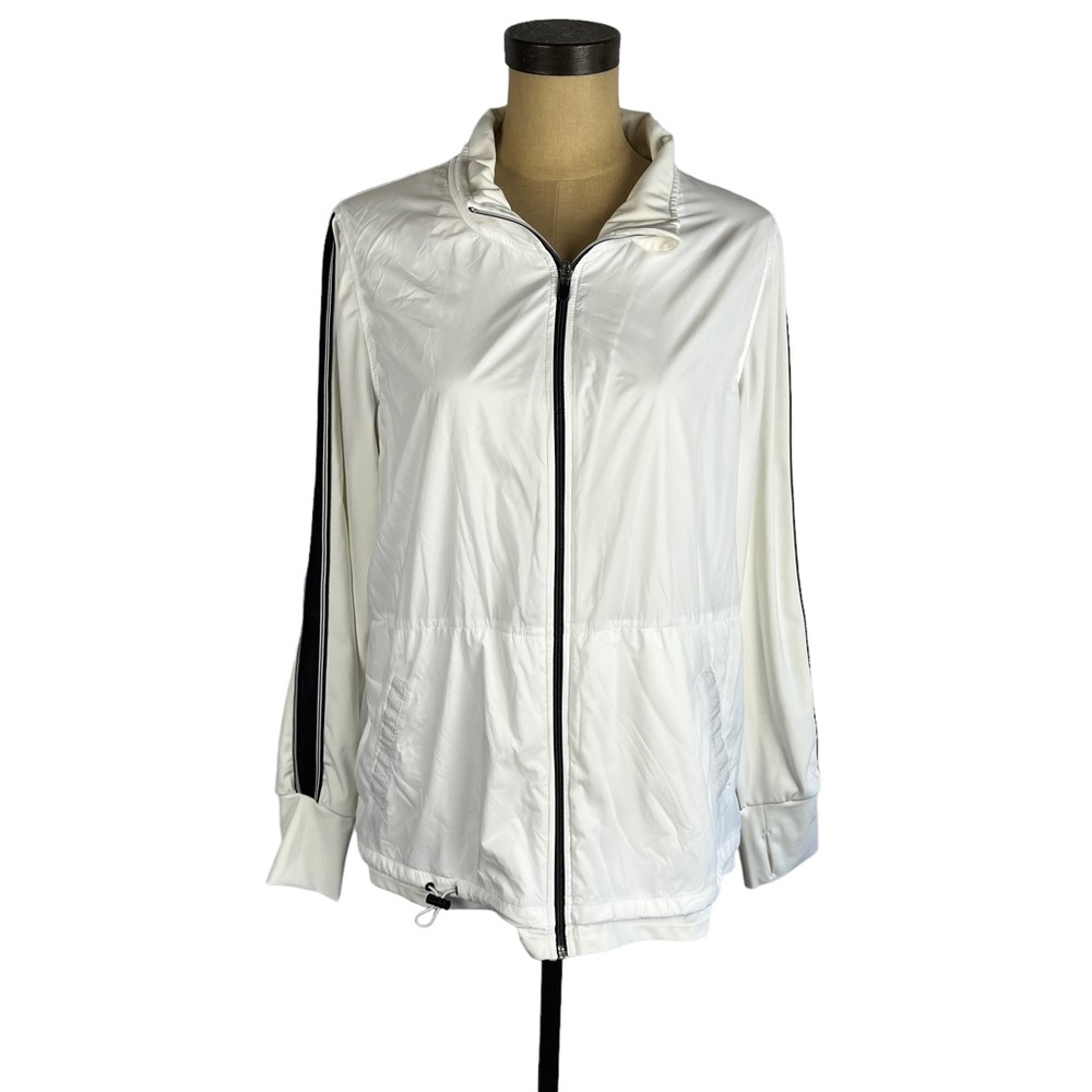 Tangerine‎ white women’s lightweight full zip workout warmup jacket SZ XL